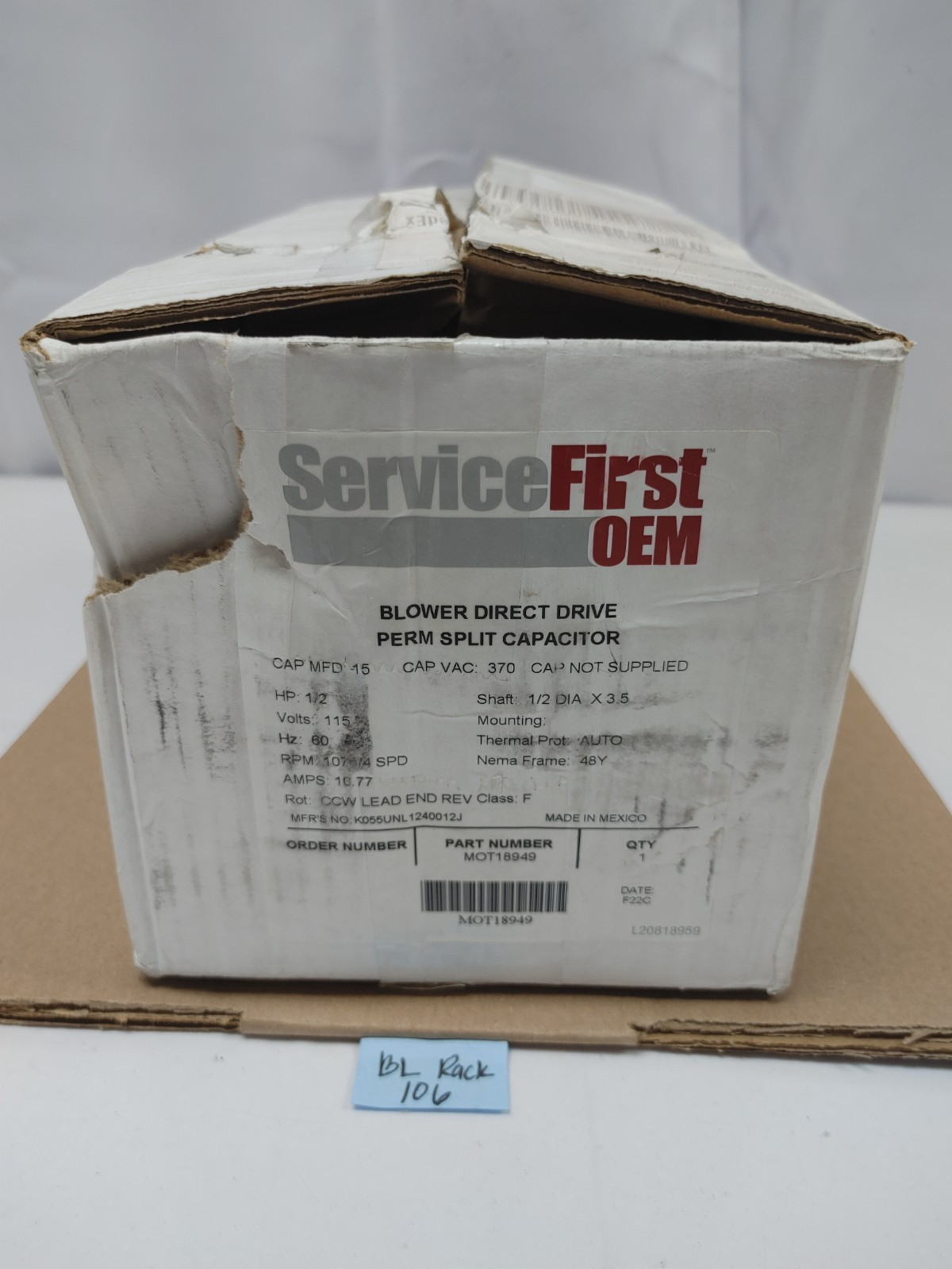 TRANE MOT18949 1/2Hp 115V 1075Rpm TRANE MOT18949 1/2Hp 115V 1075Rpm