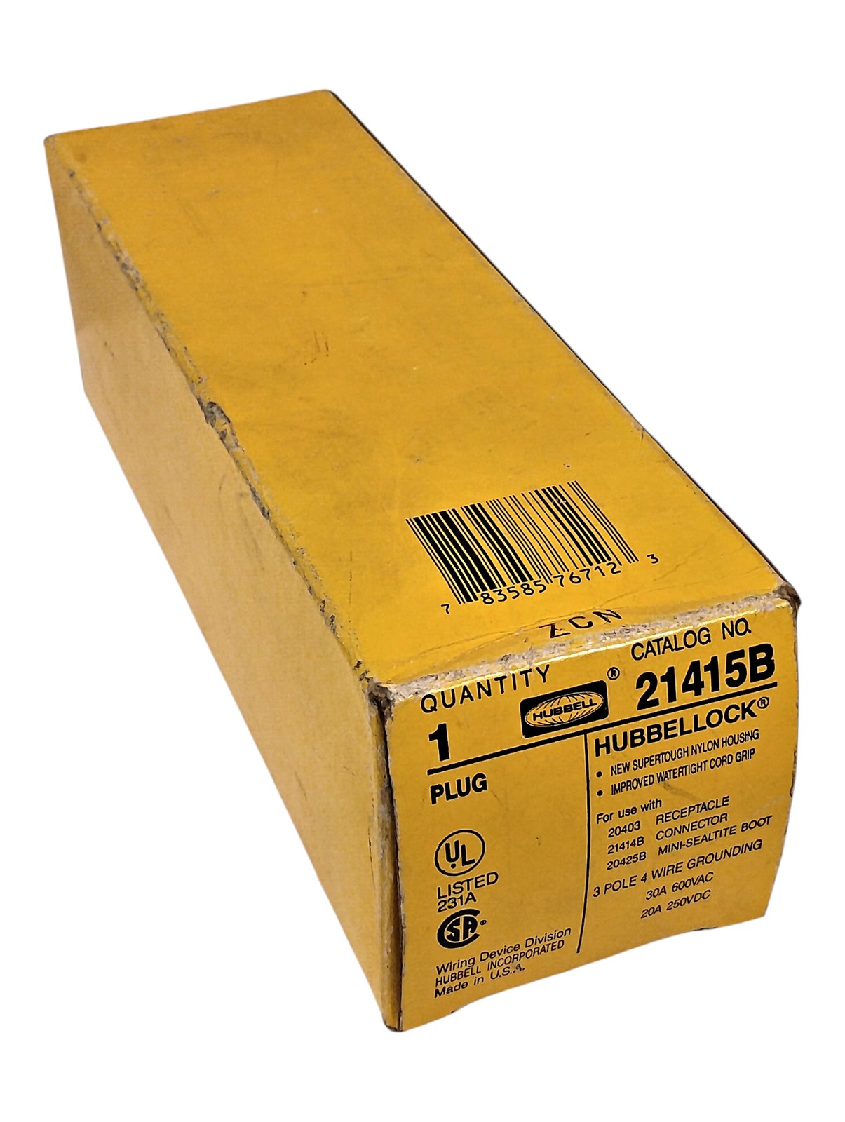 Hubbell HBL21415B Hubbellock 30A 600VAC / 20A 250VDC 3-Pole 4-Wire Locking Plug Hubbell HBL21415B Hubbellock 30A 600VAC / 20A 250VDC 3-Pole 4-Wire Locking Plug