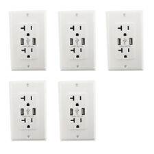 5PCS USB 4.8A Wall Outlet Dual High Speed Duplex Receptacle 20 Amp, Smart Fast picture