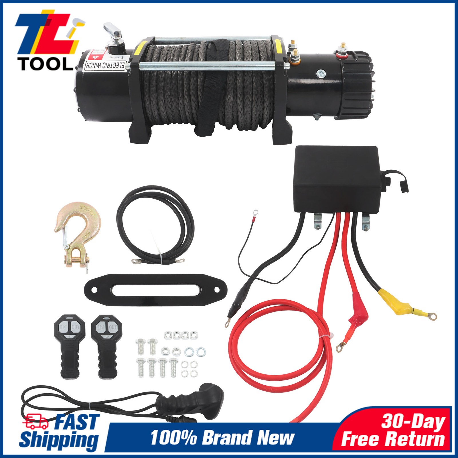 12000 lbs 12V Synthetic Rope Electric Winch 265:1 Ratio Wireless + Wired Control 12000 lbs 12V Synthetic Rope Electric Winch 265:1 Ratio Wireless + Wired Control