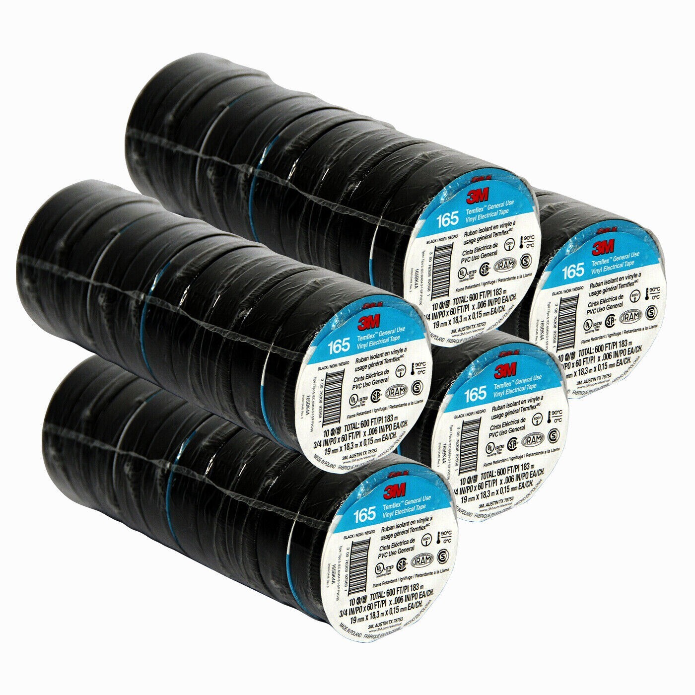 3M Temflex Vinyl Electrical Tape 165 Multi-purpose 3/4 3M Temflex Vinyl Electrical Tape 165 Multi-purpose 3/4