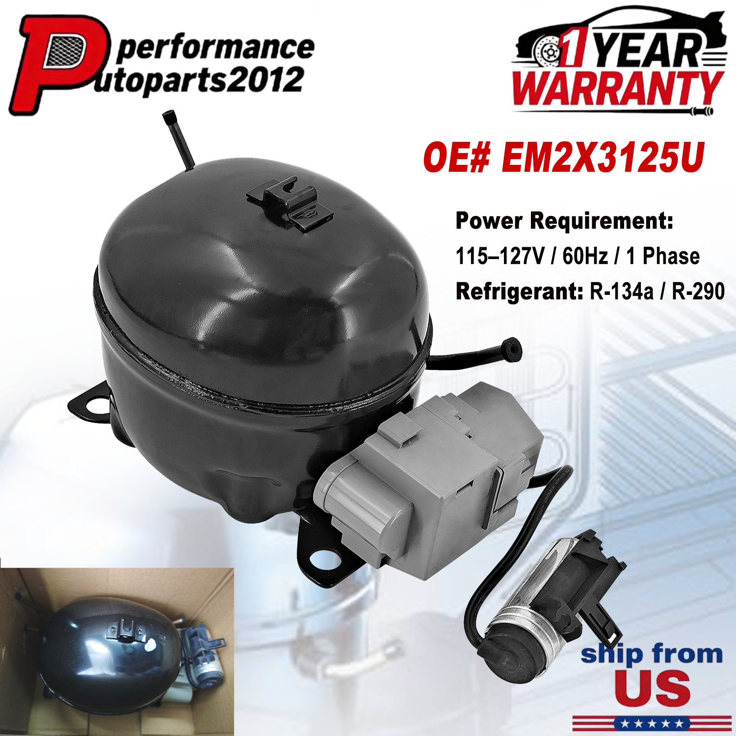For Embraco EM2X3125U Refrigeration Compressor 115-127V 60 Hz 1PH R134a R290 NEW For Embraco EM2X3125U Refrigeration Compressor 115-127V 60 Hz 1PH R134a R290 NEW