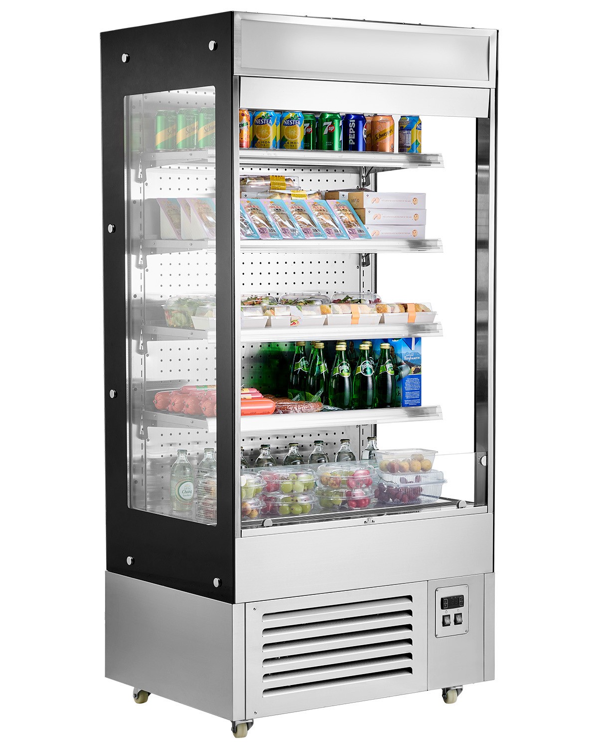 Uimoso 4-Tier Open Display Cooler with Air Curtain, 18.4 cu. ft. Capacity