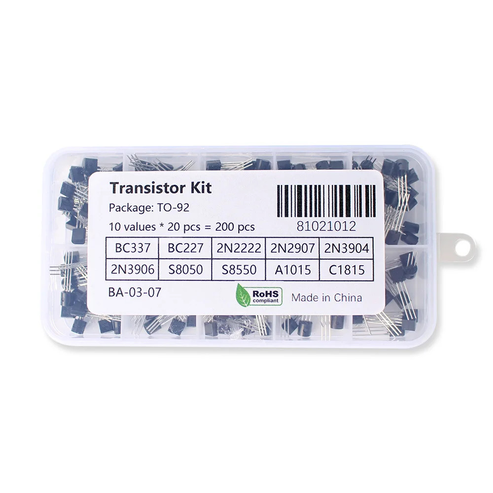 200x TO-92 NPN Transistor PNP 2N3906 A1015 C1815 2N2907 2N3904 10 Value US Stock 200x TO-92 NPN Transistor PNP 2N3906 A1015 C1815 2N2907 2N3904 10 Value US Stock