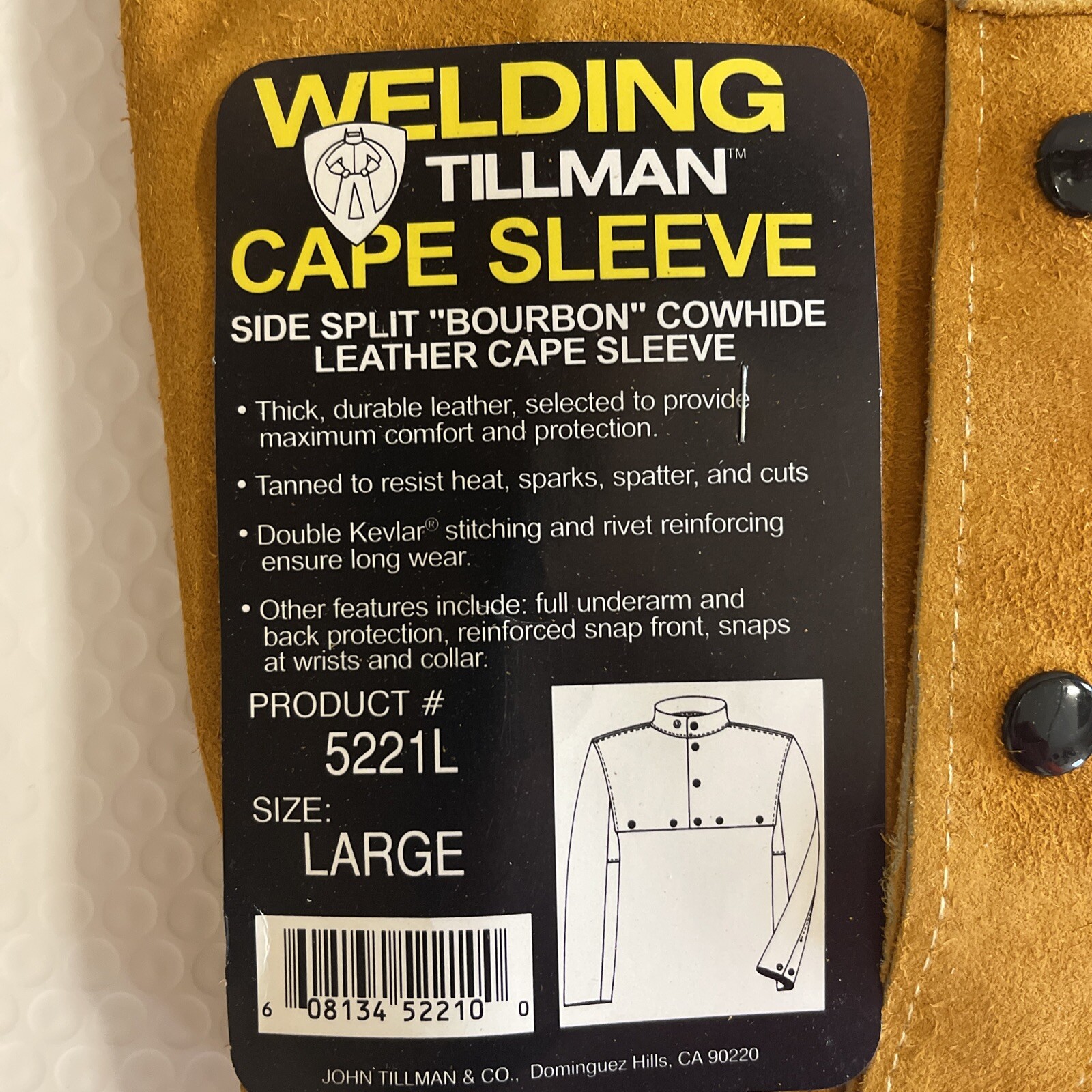 Tillman Brand, Cape Sleeve, Split Bourbon, Cowhide, Large 2X HD Stitched. Plain Tillman Brand, Cape Sleeve, Split Bourbon, Cowhide, Large 2X HD Stitched. Plain