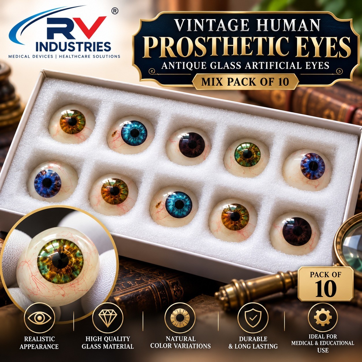 Vintage Human Prosthetic Eyes Antique Glass Artificial Eyes Mix Pack of 10 Vintage Human Prosthetic Eyes Antique Glass Artificial Eyes Mix Pack of 10