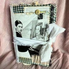 Handmade Vintage Junk Journal Book 64 Pages Scrapbook Fabric Lace Pockets Diary picture