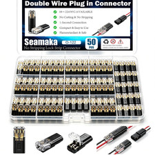 50Pcs Quick Connect Wire Connectors,Low Voltage No Stripping Double Wire Plug picture