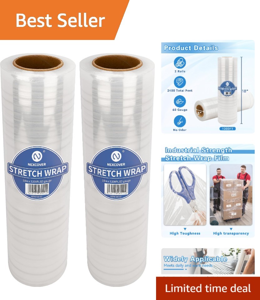 Versatile Heavy Duty Stretch Film - 18'' x 1200' | Perfect for Moving & Storage