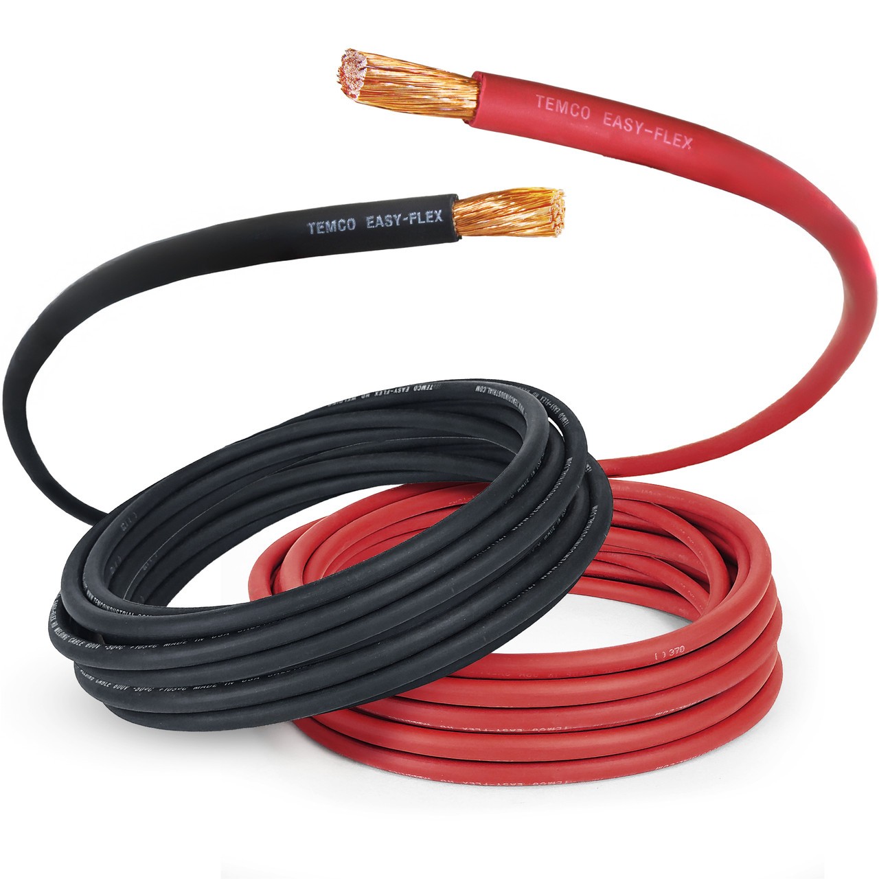 TEMCo 2/0 Gauge AWG 25 Ft Black + 25 Ft Red Flexible Copper USA Welding Cable TEMCo 2/0 Gauge AWG 25 Ft Black + 25 Ft Red Flexible Copper USA Welding Cable