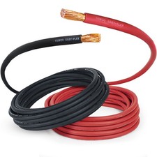 TEMCo 2/0 Gauge AWG 25 Ft Black + 25 Ft Red Flexible Copper USA Welding Cable picture