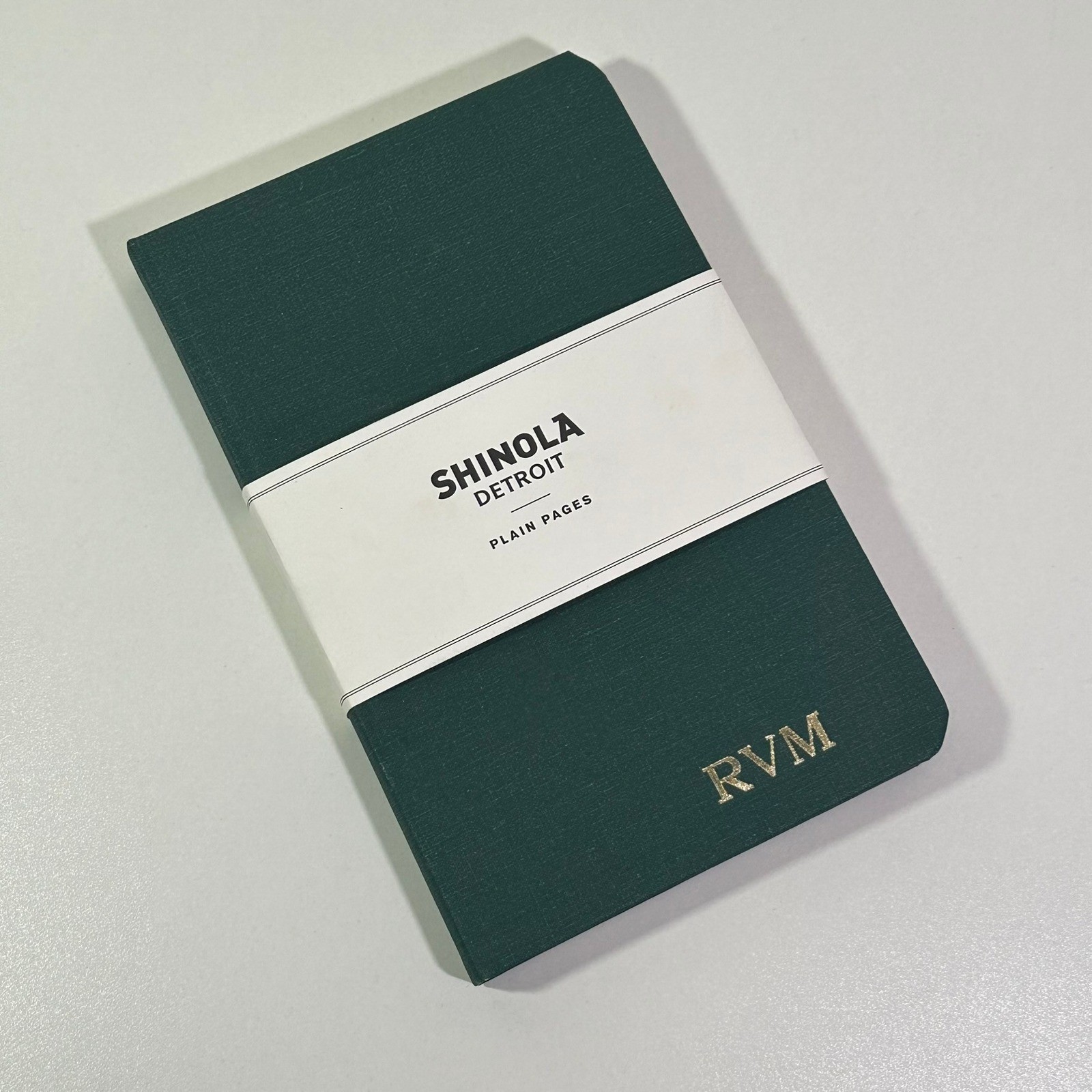 Shinola Detroit Plain Pages Journal Notebook RVM Monogram Green New Shinola Detroit Plain Pages Journal Notebook RVM Monogram Green New