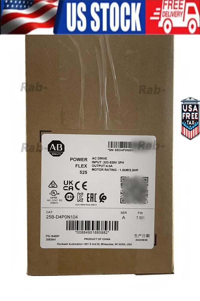 New Original Allen-Bradley 25B-D4P0N104 PowerFlex 525 AC Drive Factory Seal New Original Allen-Bradley 25B-D4P0N104 PowerFlex 525 AC Drive Factory Seal