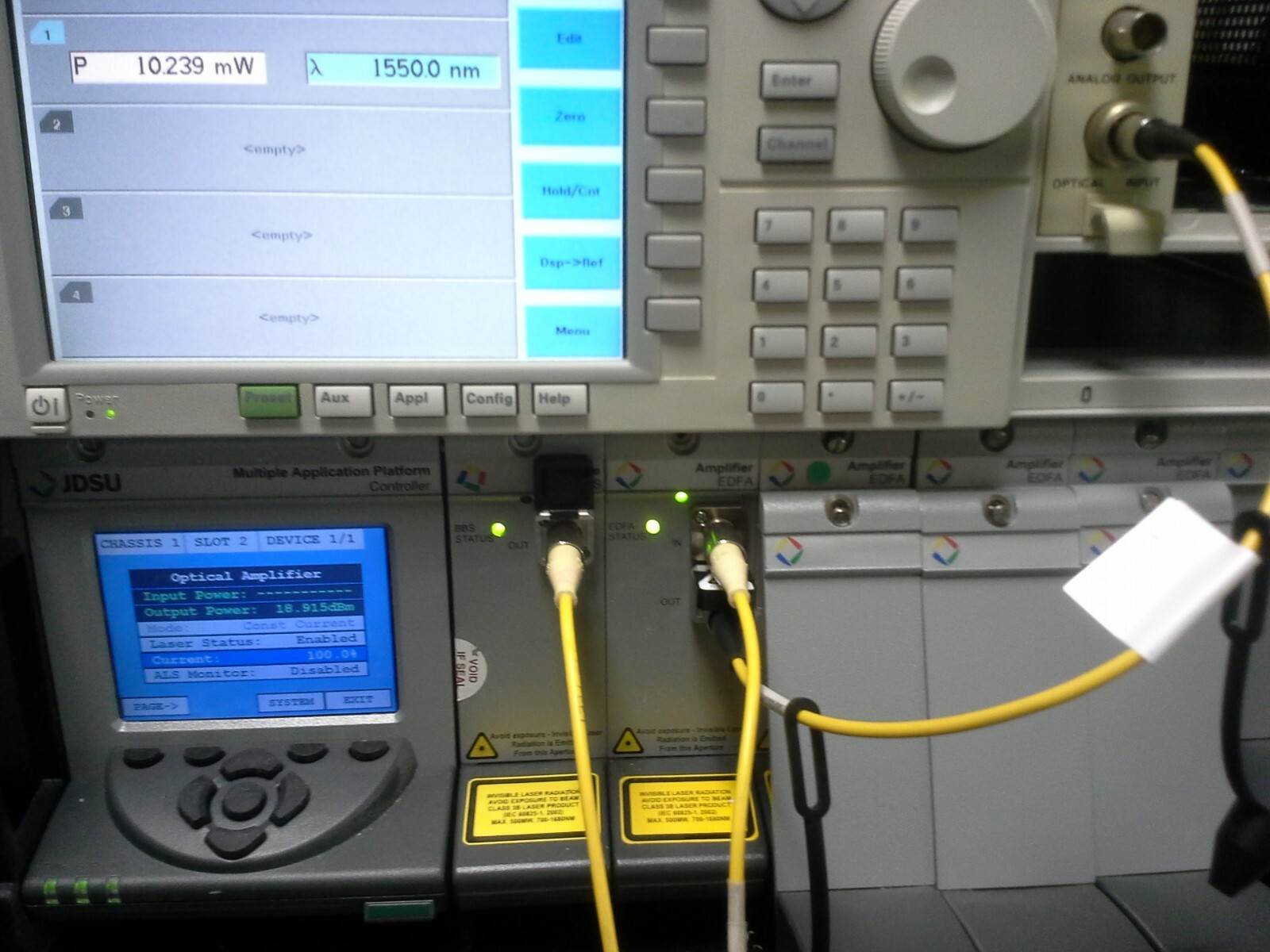 JDSU Fiber Laser Test Set BBS EDFA TESTED +22dBm 1550nm 0-60dB MAP+2B0 High PWR JDSU Fiber Laser Test Set BBS EDFA TESTED +22dBm 1550nm 0-60dB MAP+2B0 High PWR