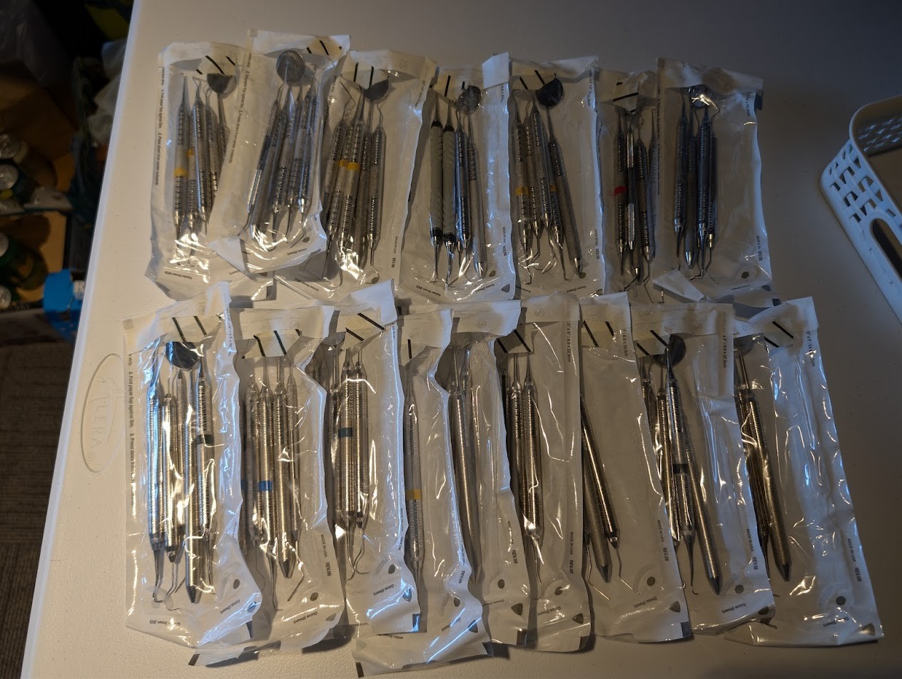 16 Sets of Hu-Friedy Dental Equipment: Mirror Explorer, and Scalers 16 Sets of Hu-Friedy Dental Equipment: Mirror Explorer, and Scalers