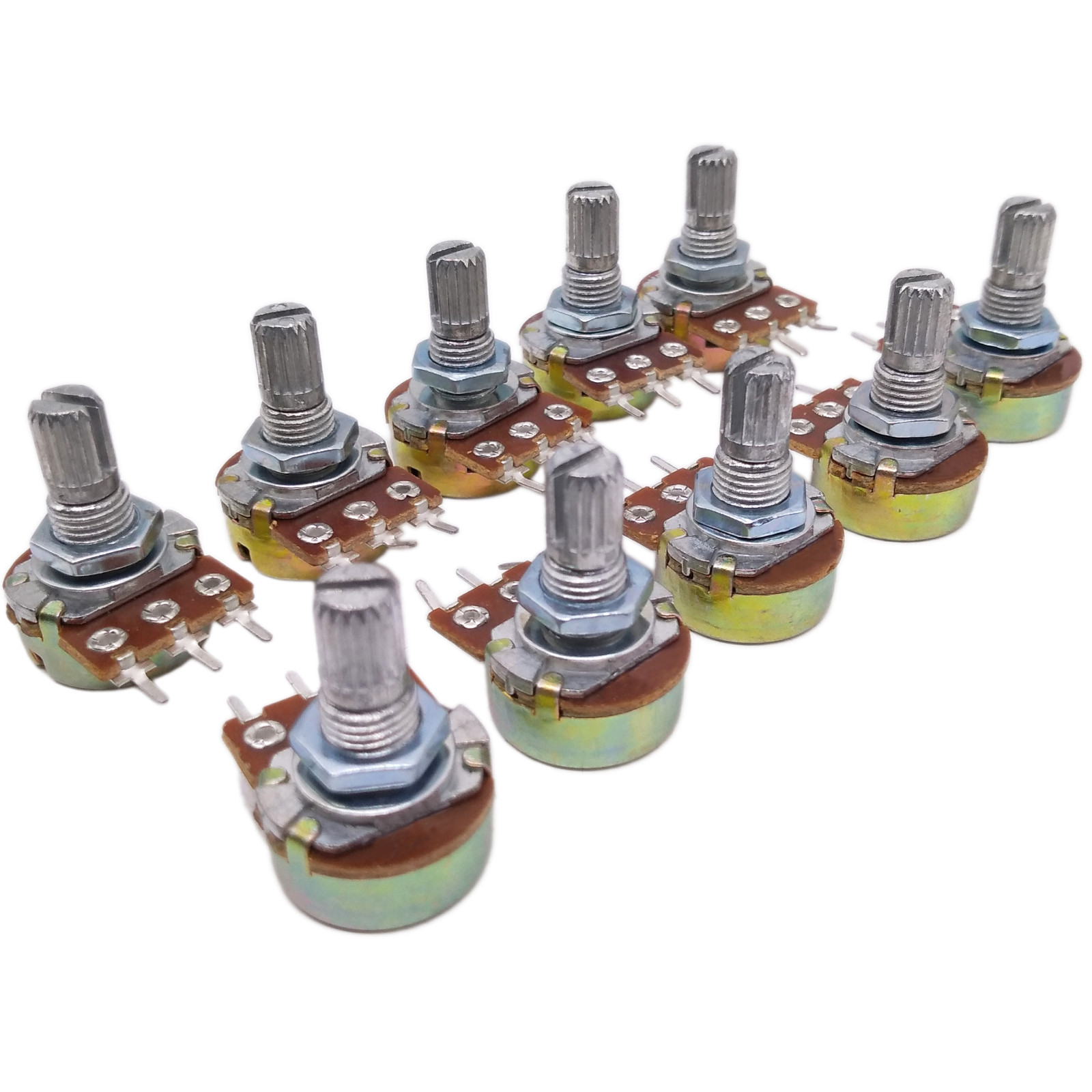 10pcs 10K ohm Linear Taper Rotary Potentiometer Panel pot B10K Shaft 15mm 10pcs 10K ohm Linear Taper Rotary Potentiometer Panel pot B10K Shaft 15mm