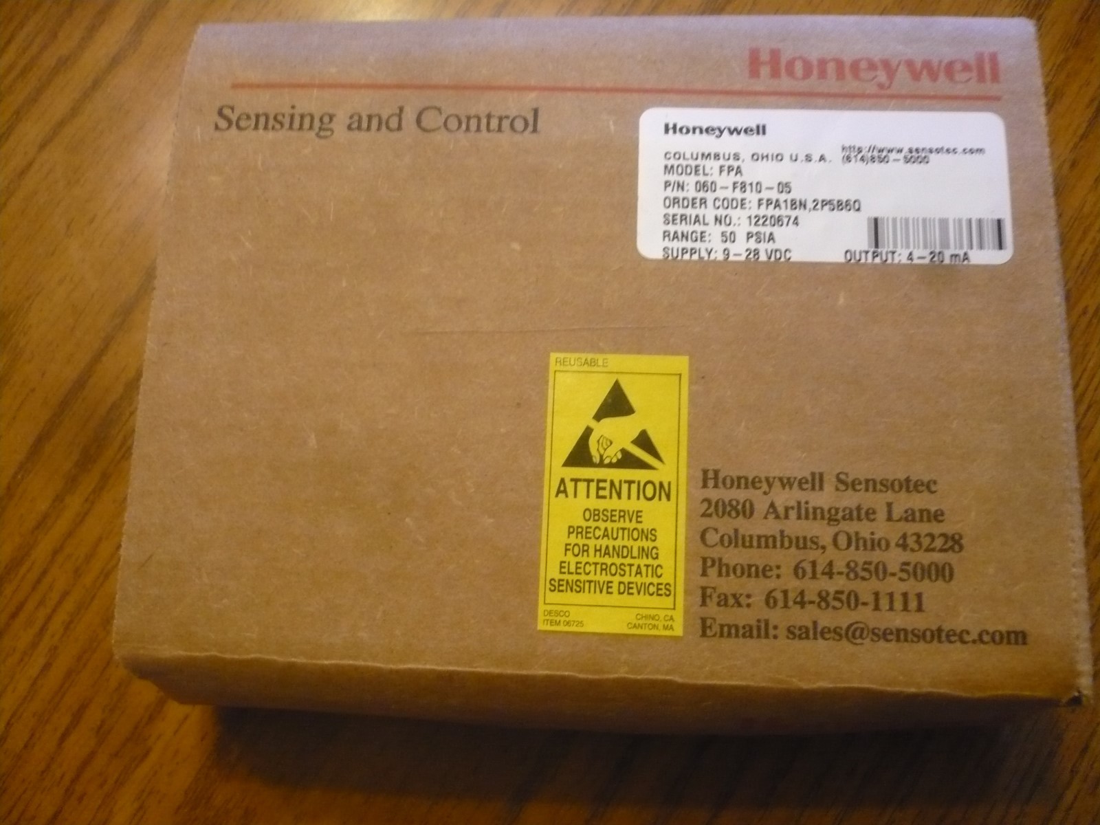 New Honeywell Sensotec FPA 060-F810-05 Transducer