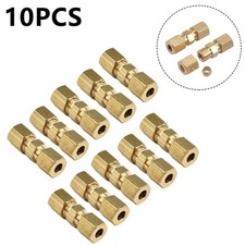 10PCS Straight Brass Brake Line Compression Fitting Unions For OD Tubing 3/16