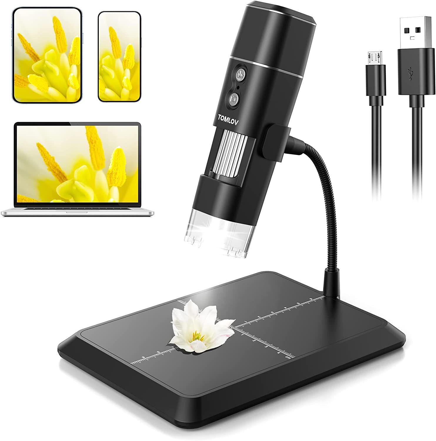 TOMLOV DM1 WiFi Wireless Digital Microscope 1000X 1080P HD USB Coin Microscope TOMLOV DM1 WiFi Wireless Digital Microscope 1000X 1080P HD USB Coin Microscope