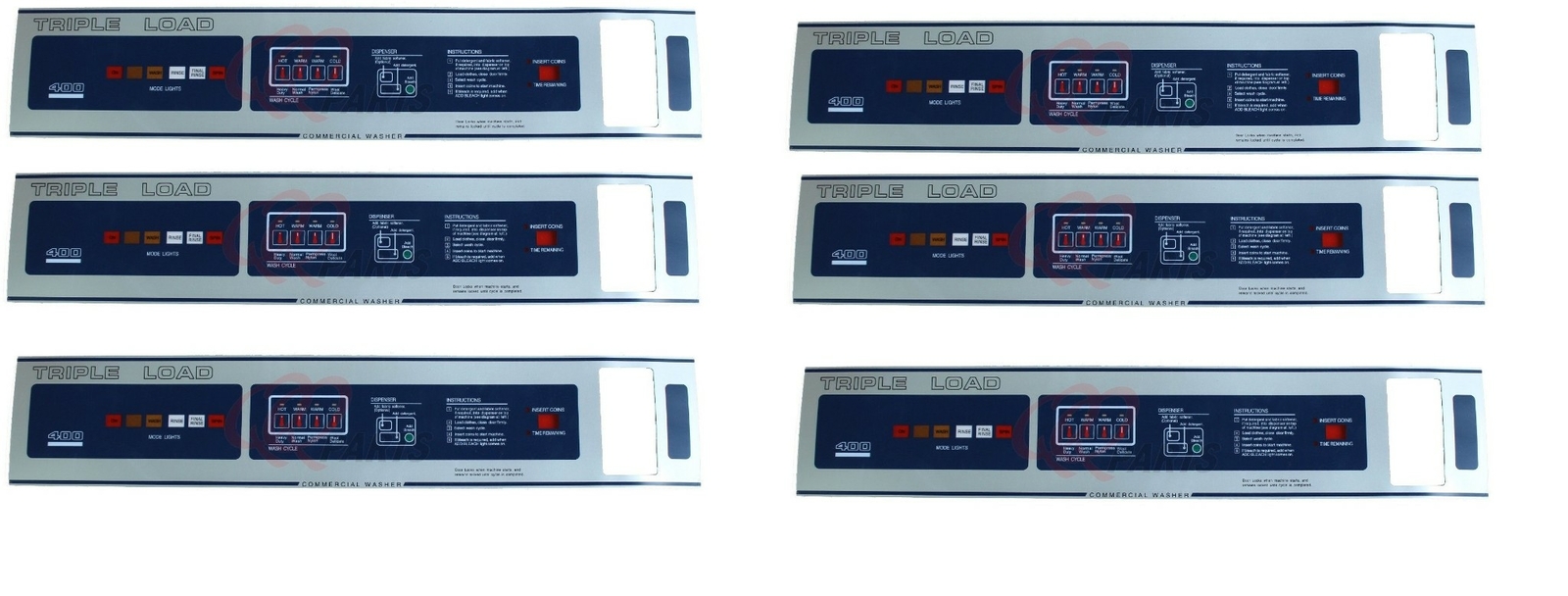 6 PCS DEXTER WASHER T400 FRONT LABEL Part #9412-076-007 6 PCS DEXTER WASHER T400 FRONT LABEL Part #9412-076-007
