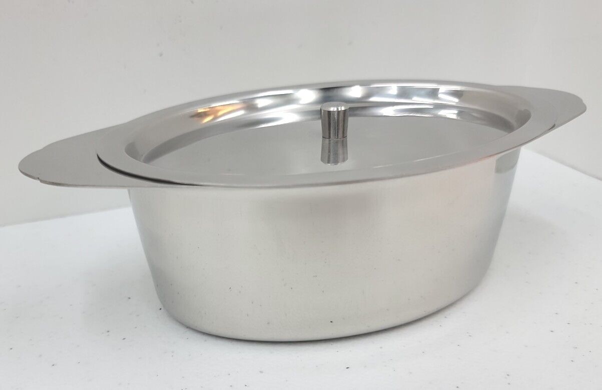 Oval Casserole Server with lid / cover 24 oz. Heavy 18-8 Stainless Steel New