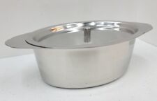 Oval Casserole Server with lid / cover 24 oz. Heavy 18-8 Stainless Steel New picture