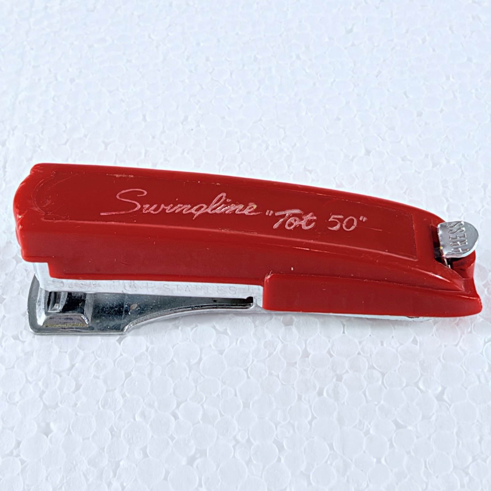Vintage Swingline Tot 50 Miniature Stapler Red Office Space Movie Made In USA