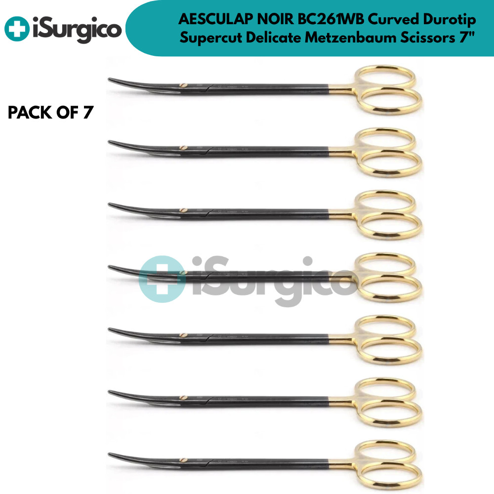 Lot of 7x AESCULAP NOIR BC261WB Curved Durotip Supercut Delicate Metzenbaum 7\ Lot of 7x AESCULAP NOIR BC261WB Curved Durotip Supercut Delicate Metzenbaum 7\