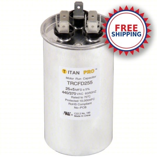 Dual Run Capacitor 25/5 MFD 440V Round - AC Condenser & Compressor Dual Run Capacitor 25/5 MFD 440V Round - AC Condenser & Compressor