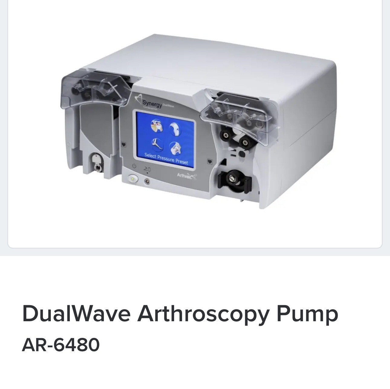 Arthrex DualWave Arthroscopy Pump AR-6480 (V. Good Condition) Tubing Available