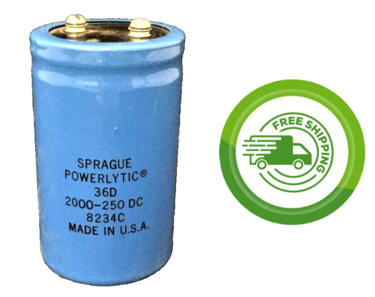 (1x) Sprague 36D202F250CC2A - 2000uF 250V - Large Can Capacitor - Powerlytic (1x) Sprague 36D202F250CC2A - 2000uF 250V - Large Can Capacitor - Powerlytic