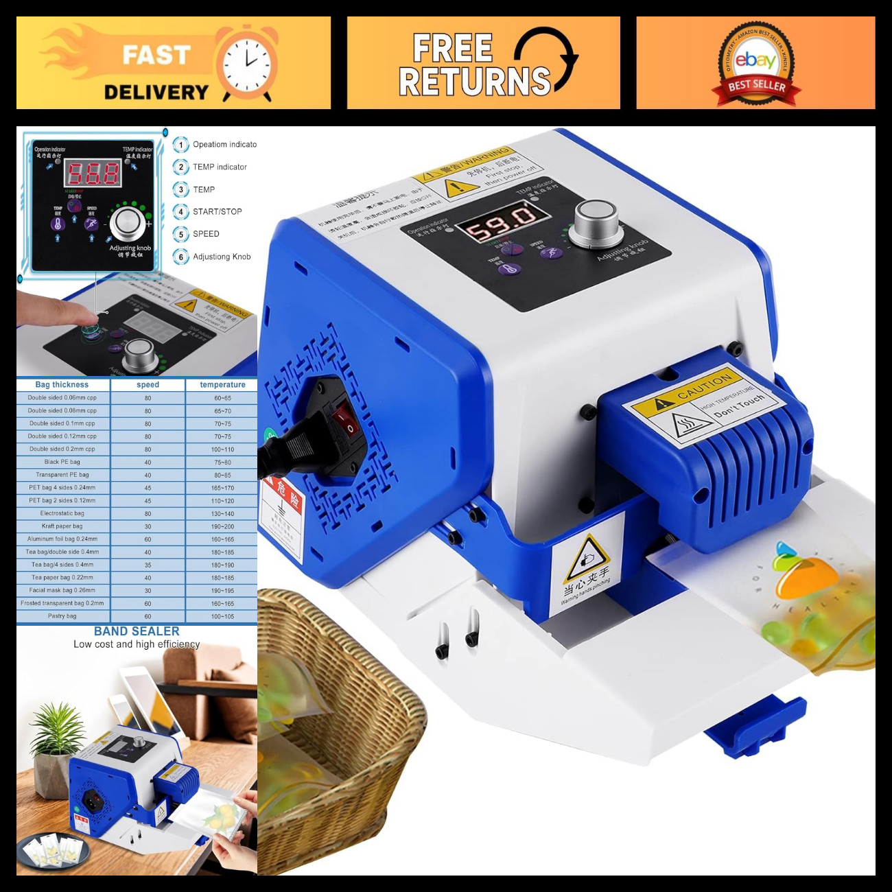 Automatic Continuous Band Sealer Machine - Digital Temp & Speed Control, PVC Bag Automatic Continuous Band Sealer Machine - Digital Temp & Speed Control, PVC Bag