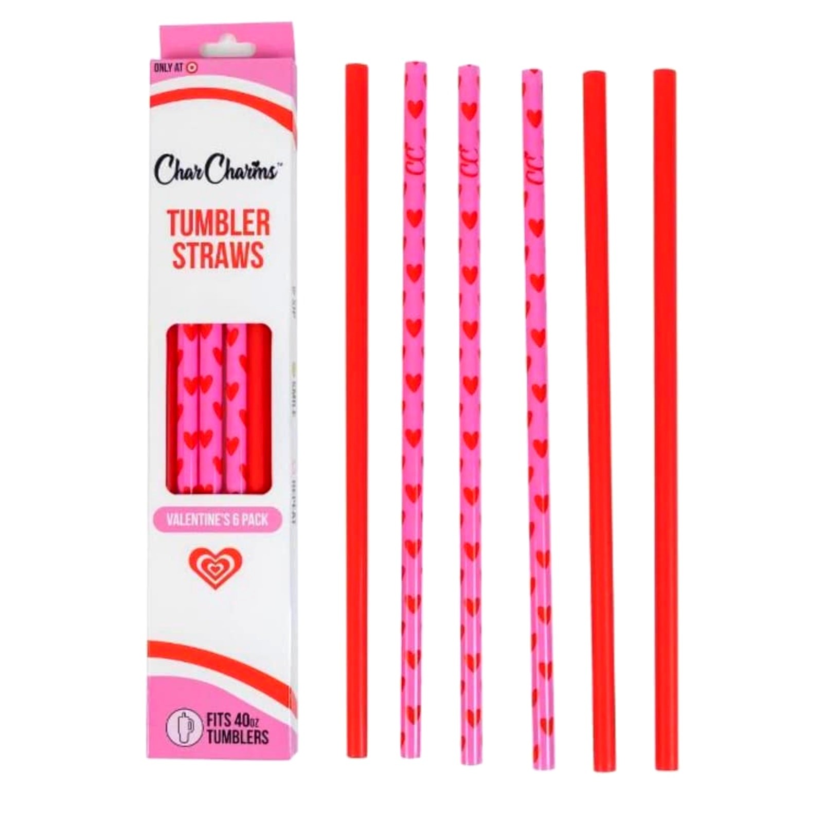 Target CharCharms Valentine Tumbler Stanley Straws 6pk 40oz Pink Red Hearts New Target CharCharms Valentine Tumbler Stanley Straws 6pk 40oz Pink Red Hearts New