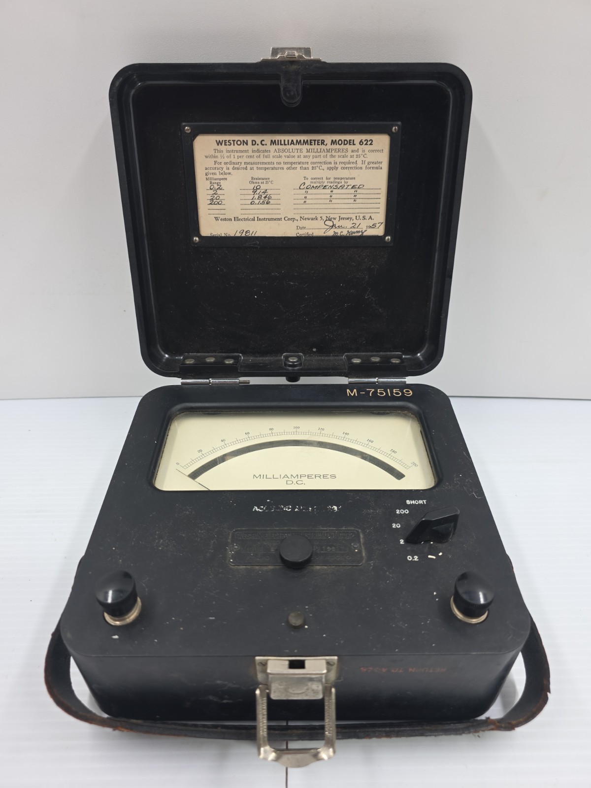 UNTESTED Vintage Weston Electric Model 622 Milliammeter/Voltmeter
