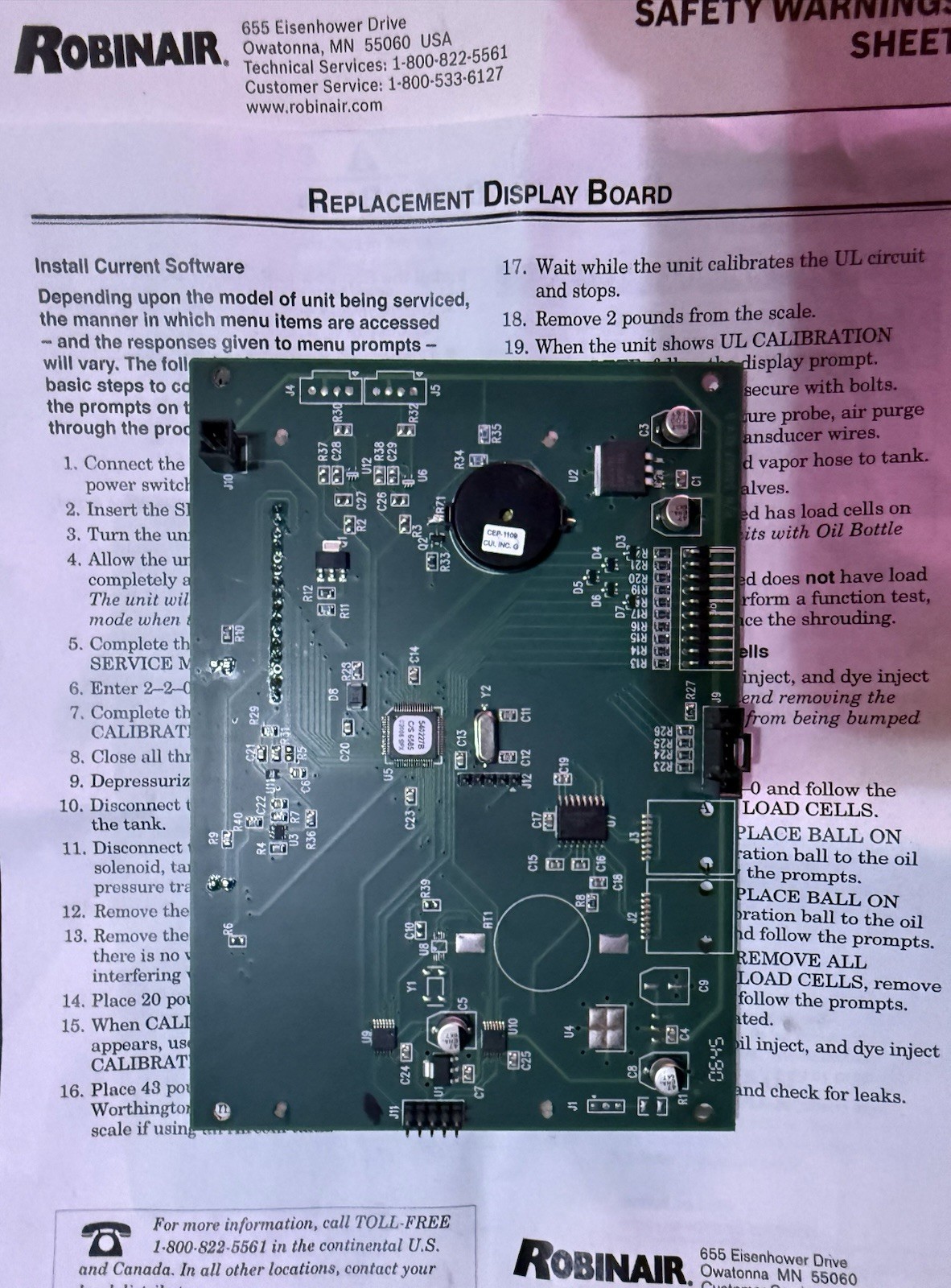 Robinair RA20012 Control Board Robinair RA20012 Control Board