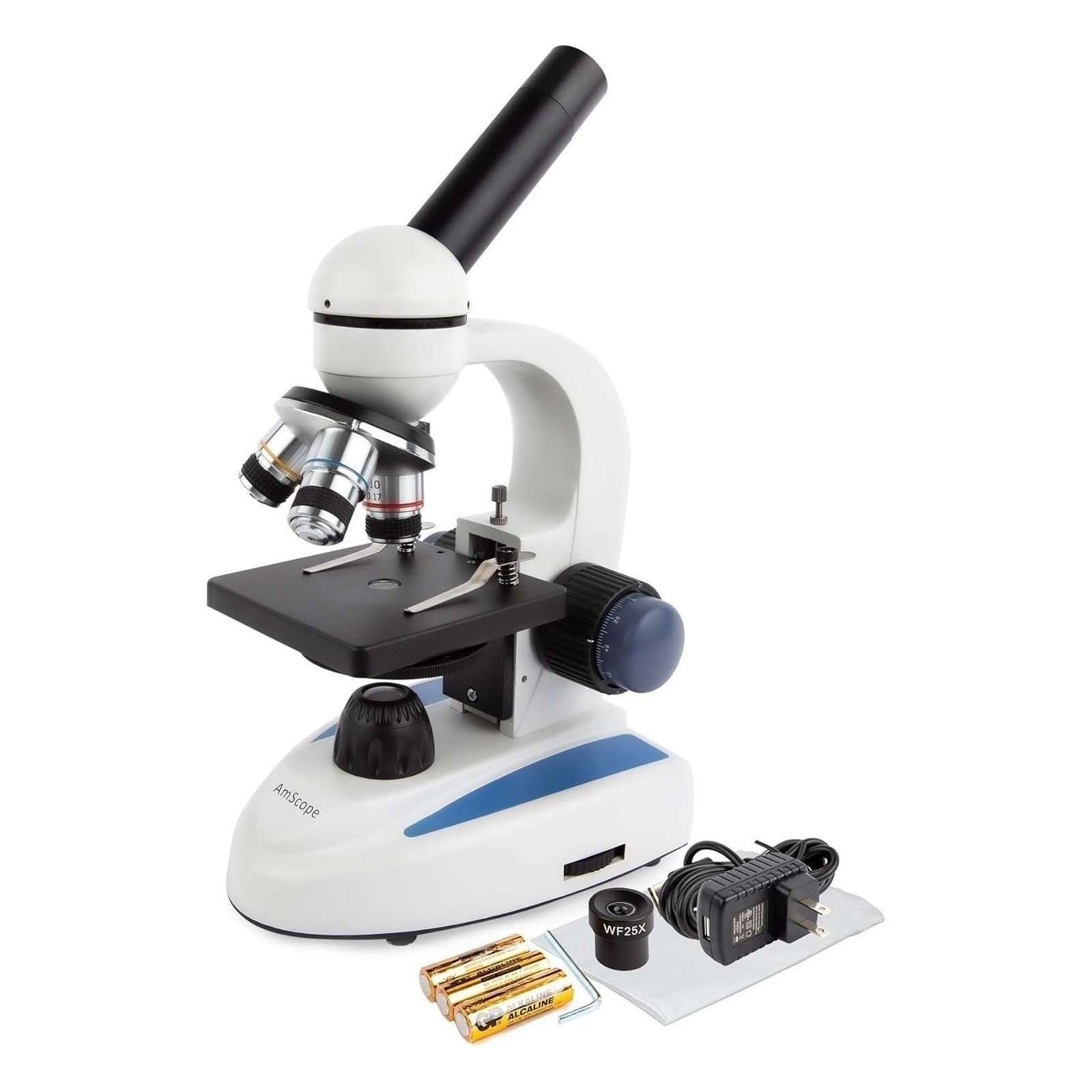 AmScope M158C 40X-1000X C&F Compound Microscope with Metal Frame and Glass Lens AmScope M158C 40X-1000X C&F Compound Microscope with Metal Frame and Glass Lens