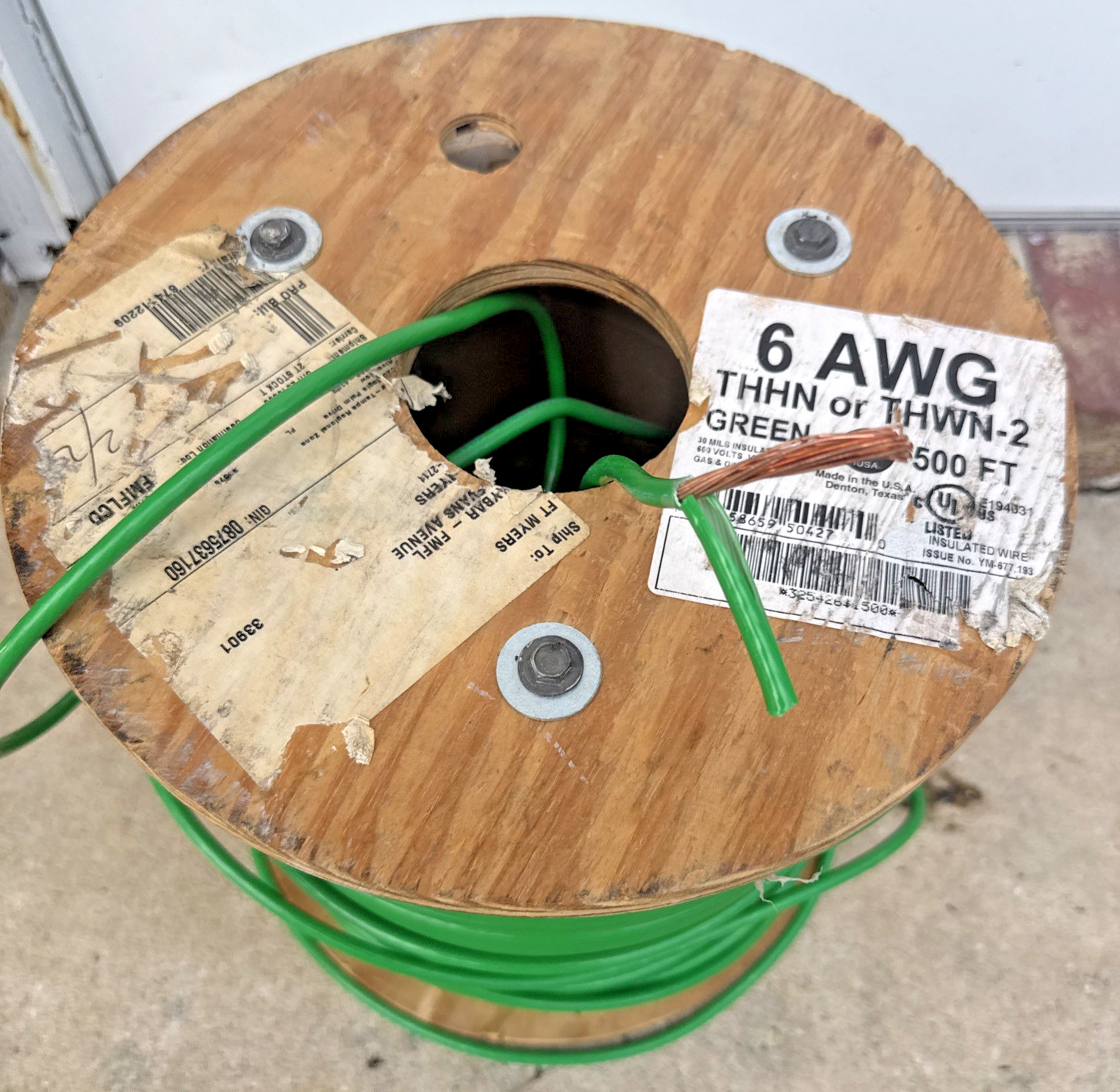 200ft 6 AWG THHN THWN Stranded 600V Copper Building Grounding Wire Green USA 200ft 6 AWG THHN THWN Stranded 600V Copper Building Grounding Wire Green USA