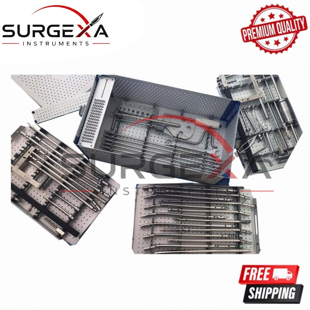 Tibia & Femur nail instrument set & 50 nails & 100screw & Aluminim box-189 Pc-SS Tibia & Femur nail instrument set & 50 nails & 100screw & Aluminim box-189 Pc-SS