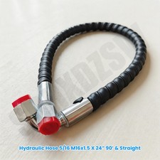 Agt Miva Chinese Mini Excavator Hydraulic Hose 5/16 M16x1.5 X 24” 90’ & Straight picture