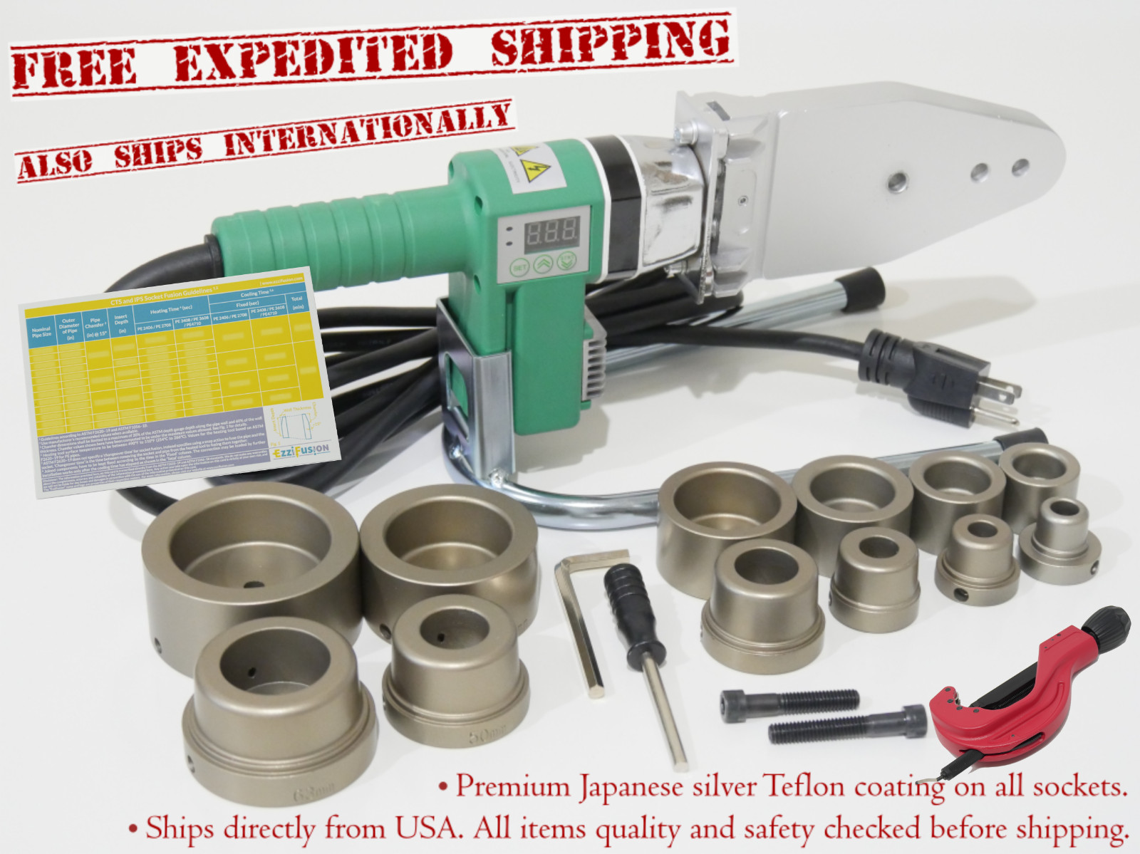 110V - 800W HDPE Pipe Fusion Welding Tool w/ Case & 1/2 110V - 800W HDPE Pipe Fusion Welding Tool w/ Case & 1/2