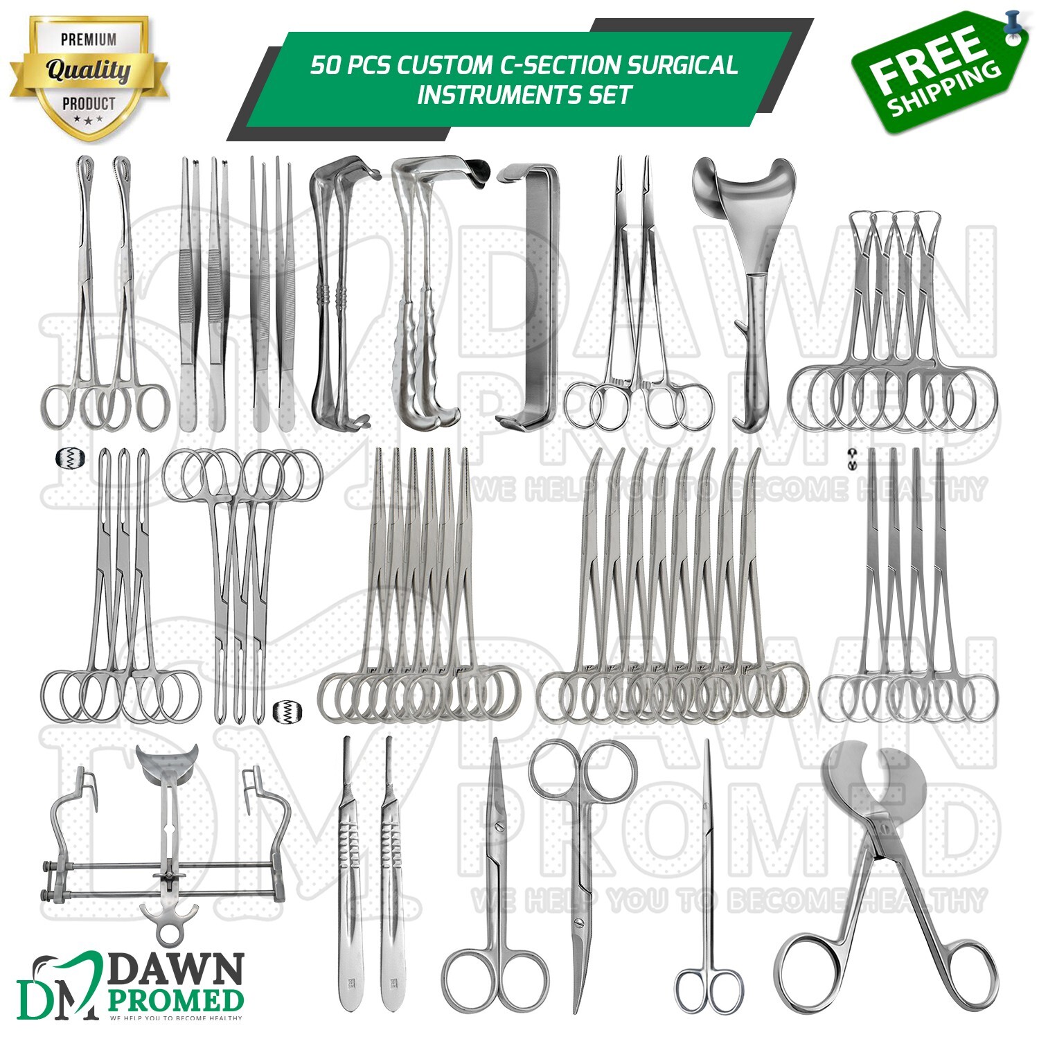 50 Pcs Custom C-Section Surgical Instruments Set German Grade 50 Pcs Custom C-Section Surgical Instruments Set German Grade