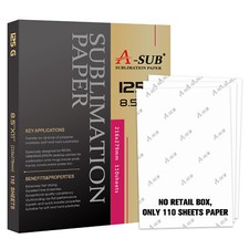 A-SUB Sublimation Paper 125g 8.5x11 110 Sheets for Inkjet Printers Heat Transfer picture