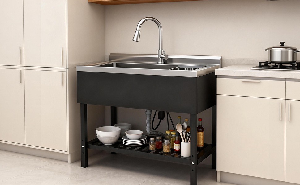 Utility Sink huge DOG washing station 40'' Balck Commercial Watersink