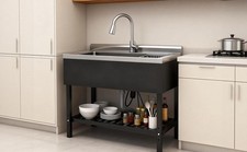 Utility Sink huge DOG washing station 40'' Balck Commercial Watersink picture