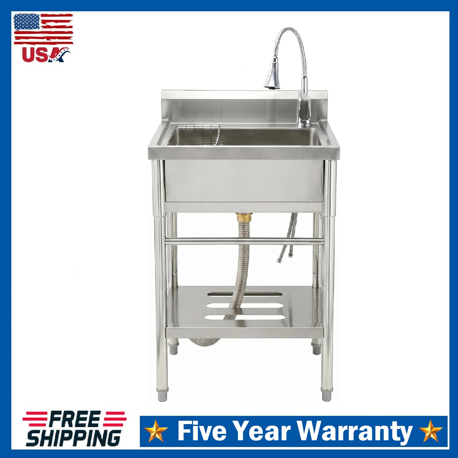 Freestanding Stainless Steel Utility Sink with Faucet ,Single Bowl Laundry Sink Freestanding Stainless Steel Utility Sink with Faucet ,Single Bowl Laundry Sink