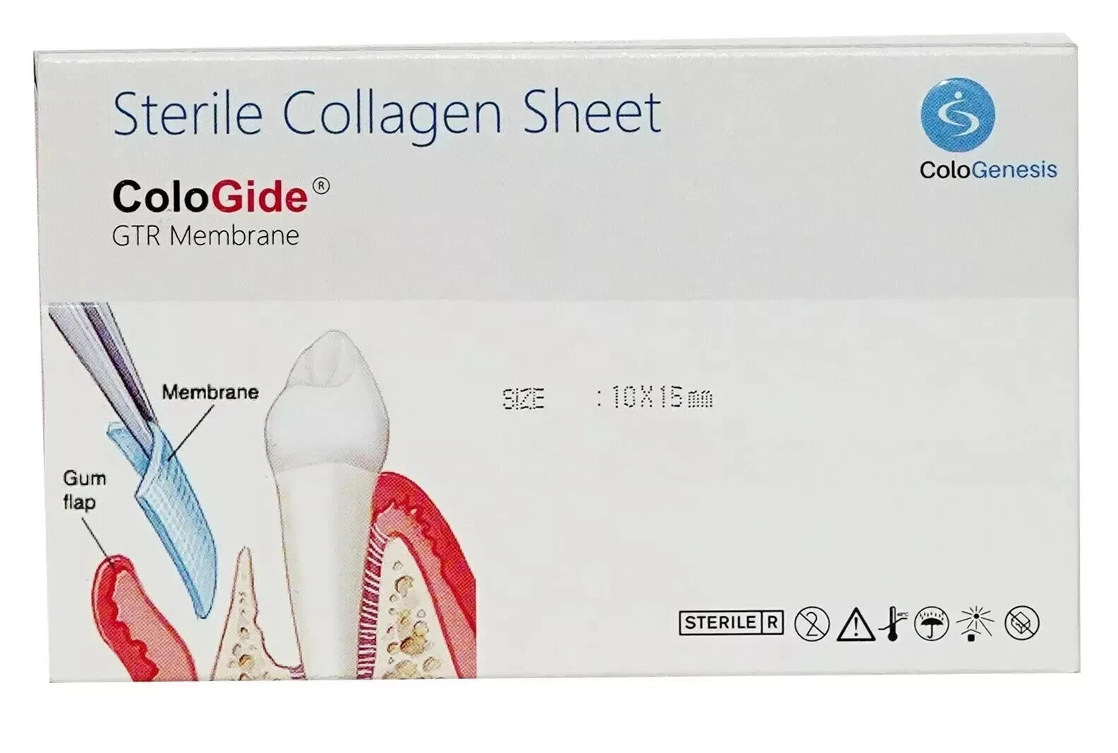 Dental GTR Membrane 10 x 15mm Pack Of 5 New Colo Gide Sterile Collagen Sheet FS Dental GTR Membrane 10 x 15mm Pack Of 5 New Colo Gide Sterile Collagen Sheet FS