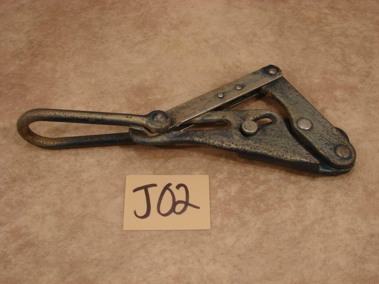 J02 VINTAGE KLEIN TOOLS HEAVY DUTY CABLE WIRE ROPE GRIP PULLER 1613-40B