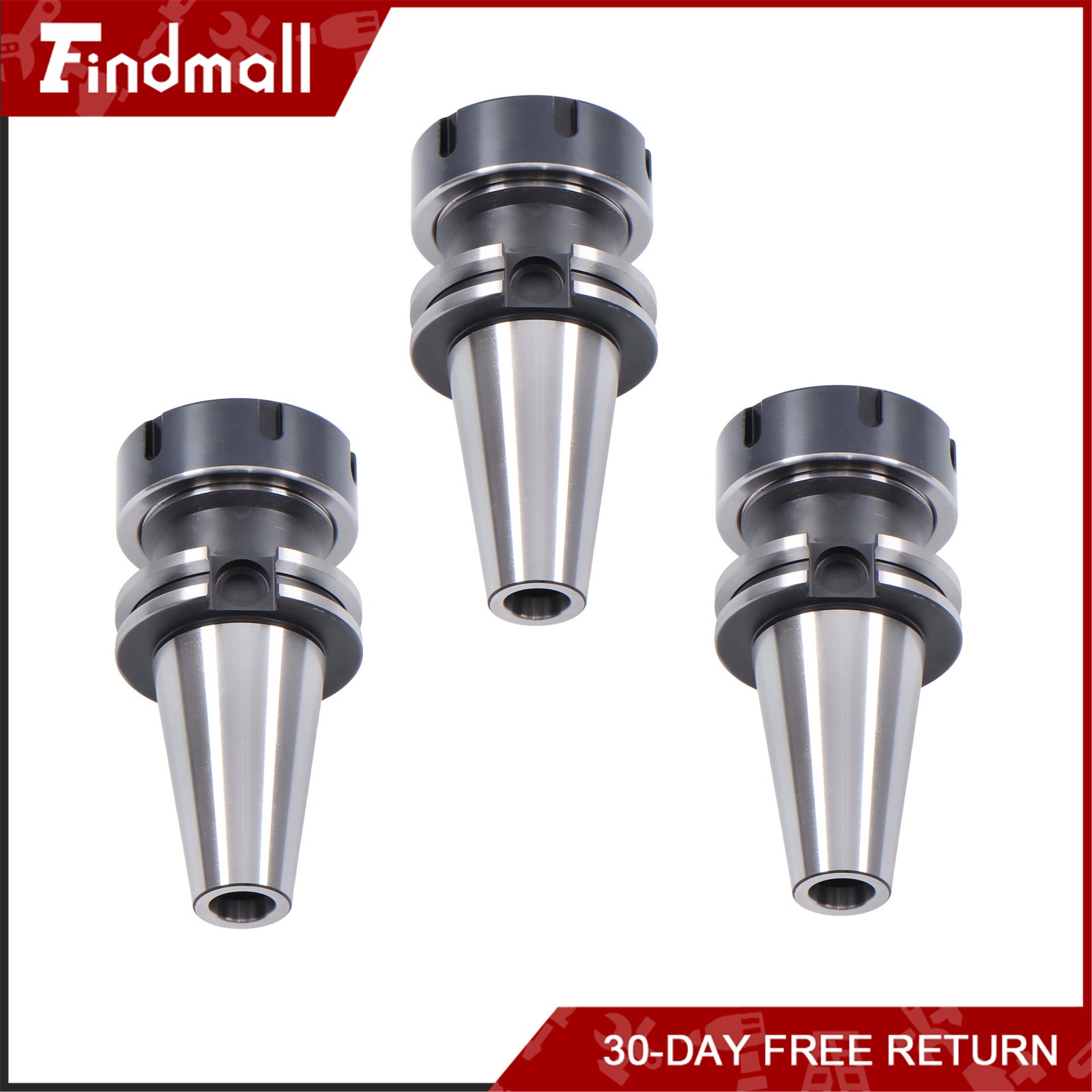 Findmall 3 Pcs CAT40 ER40 Collet Chucks 2.76” Gage Length 0.0001” Tool Holder