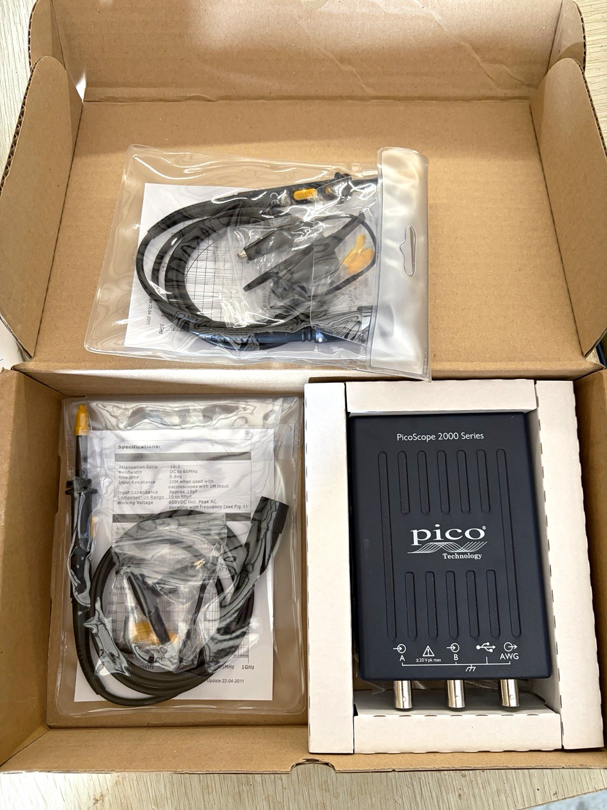 Pico Technology PicoScope 2204A 2-Ch 10MHz 8-bit AWG Oscilloscope Probes PP906 Pico Technology PicoScope 2204A 2-Ch 10MHz 8-bit AWG Oscilloscope Probes PP906