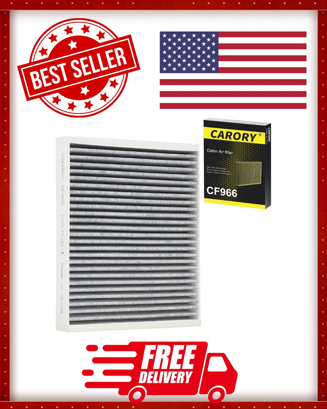 CABIN AIR FILTER w/Activated Carbon for Chevy, GMC, Cadillac, CF966 CABIN AIR FILTER w/Activated Carbon for Chevy, GMC, Cadillac, CF966